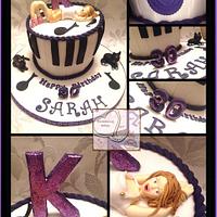 Kylie Minogue model topper on a Wonky purple piano cake