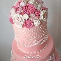 Pink Flowers Cake