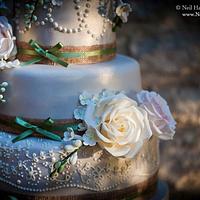 Ivory and Avalanche Rose Wedding Cake 