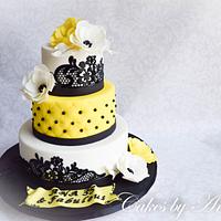 Black Lace with fantasy sugar flowers