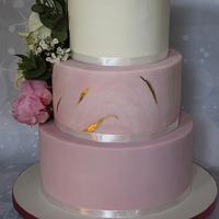 Wedding cake - old rose, marbled and white