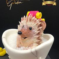 Happy Birthday Sir David Attenborough collab , bathing hedgehog