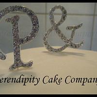 Purple and Ivory Diamante Wedding Cake