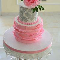 Open peony wedding cake 