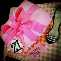 pink shoe box cake