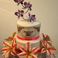 Wedding Cake with Sugar Flowers :)