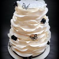 Ruffle wrap wedding cake