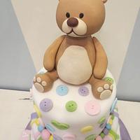 Buttons and cubes baby's cake