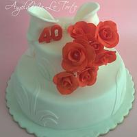 minimal rose cake