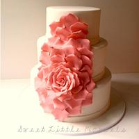 Cascading Rose Petal Wedding Cake
