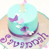 Turquoise and Purple Smash Cake