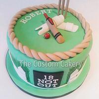 '18 Not Out' Handpainted cricket cake