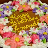 Chocolate cake with pastel flowers