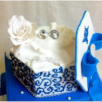 White and Blue Engagement Cake