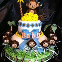 Monkey Boy Baby shower Cake