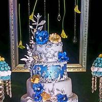 Wedding Cake Blue Silver