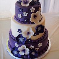 Plum and White Wedding Cake