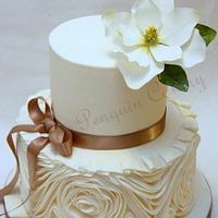 Ruffle Cake with Southern Magnolia
