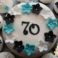 70th birthday cake & matching cupcakes
