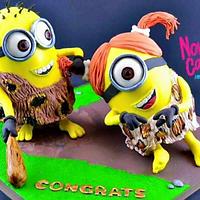Clubbing minions engagement cake