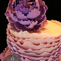 Ruffle Ombre Purple Peony Cake 