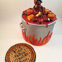 Mexican themed crawfish boil pot cake topper & plaque