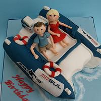 Boat birthday cake with figures