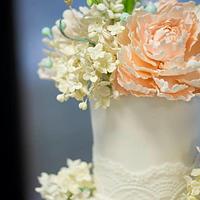 Vintage Sugar Flower Wedding Cake