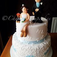 Falling Letters Wedding Cake