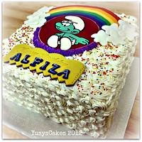 Rainbow Cake with Smurf