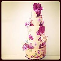 Gold hand painted 5tier wedding cake.