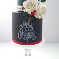 Christmas chalkboard cake