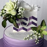 Purple cake with white roses