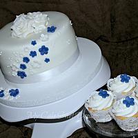Small Wedding Cake with cupcakes