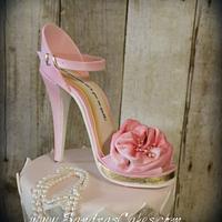 Pink Shoe and Gold Cake