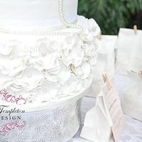 White Pearls & Lace Wedding Cake