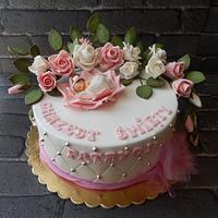 Sweet rose christening cake 