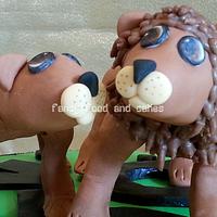 Lions in love cake