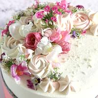 Natural and Edible Flowers Fault Line Cake