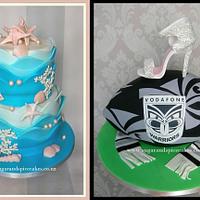 Warriors Rugby and Stiletto Grooms' cake