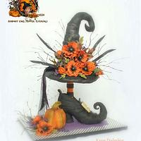 Halloween Collaboration - Witch Hat and Shoe Flower Arrangements