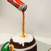 Gravity defying beer cake