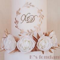 Olive branches & Roses Wedding Cake
