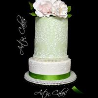 Minty green Bodice lace cake 