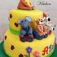 1st birthday cake (animals toys)