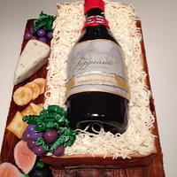WINE BOTTLE IN A CRATE CAKE