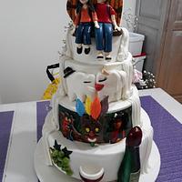 Double sided wedding cake.