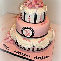 18 birthday cake pink  white and black