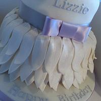 Lilac and White Feathered birthday cake