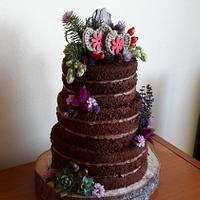 Naked natural wedding cake